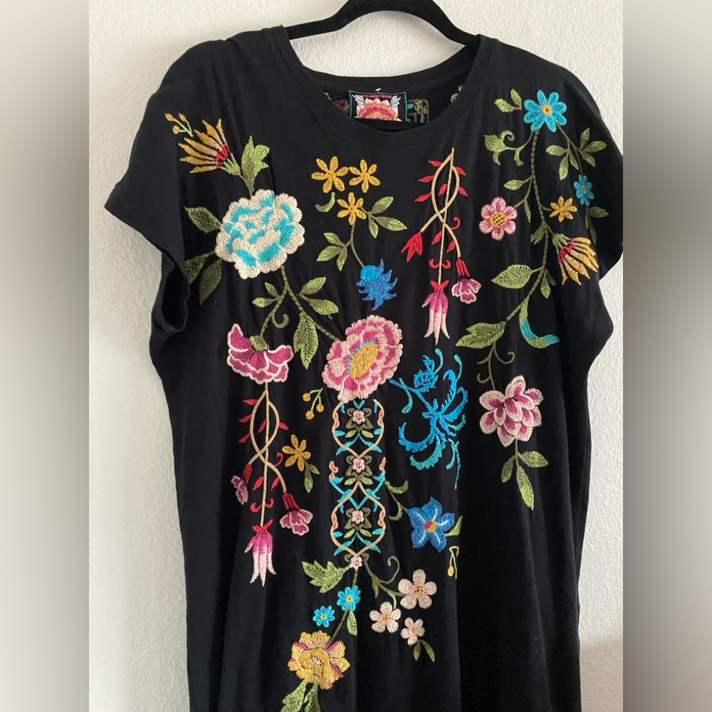Johnny Was Maxi Dress Black Embroidered Boho S/M - Picture 3 of 7
